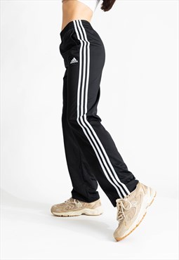 00's Adidas Black & White 3 Stripe Straight Leg Joggers