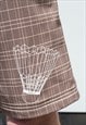 BROWN BADMINTON LOGO PRINTED CHECK SHORTS