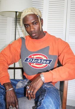 Vintage 90s Reworked Dickies Orange Embroidered Sweatshirt