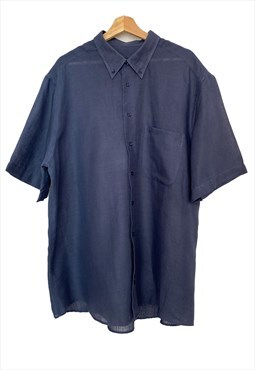 Burberry vintage navy blue linen shirt for men. XL