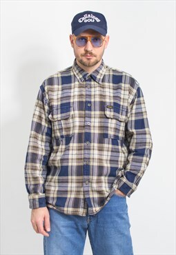 WRANGLER vintage lumberjack shirt plaid long sleeve men XL
