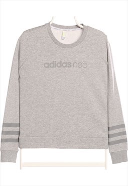 Adidas - Grey Printed Spellout Sweatshirt - Small