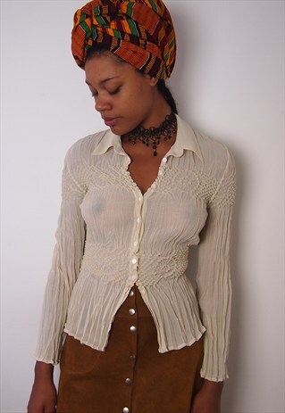 CREAM SHIBORI BLOUSE
