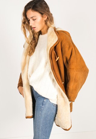 VINTAGE 80S WINTER SHEEPSKIN COAT / R004