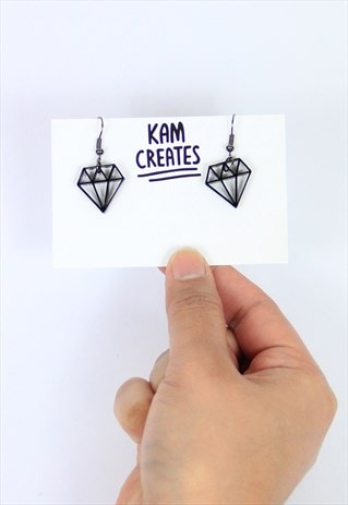 DIAMOND DROP EARRINGS IN BLACK