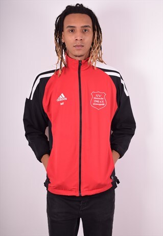 ADIDAS MENS VINTAGE TRACKSUIT TOP JACKET MEDIUM RED 90S