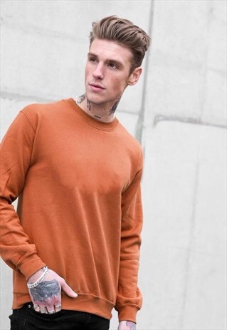 ESSENTIAL BLANK JUMPER SWEATER PULLOVER - BURNT ORANGE