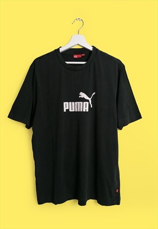 VINTAGE 90'S PUMA UNISEX CLASSIC T-SHIRT LARGE LOGO IN BLACK