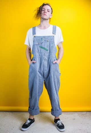 RARE VINTAGE KEY STRIPED DUNGAREES