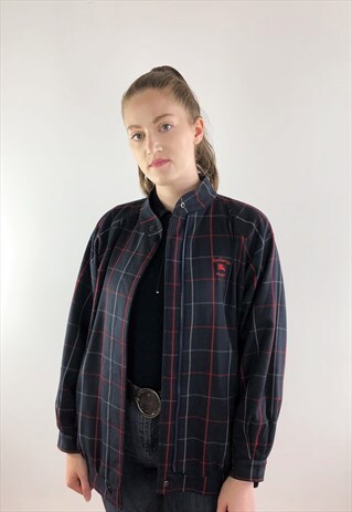 WOMENS VINTAGE BURBERRYS JACKET REVERSIBLE NAVY BLUE COAT