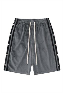 Velvet feel skater shorts premium plush pants in grey