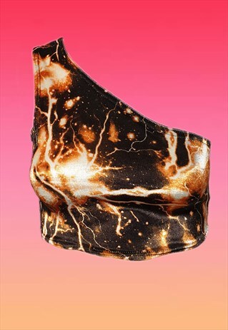 A-SYMMETRIC VELVET CROP WITH LIGHTNING/ELECTRIC