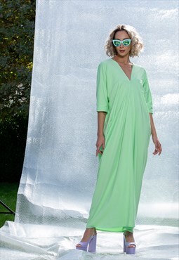 Mint Green Cotton Caftan Dress for Spring Summer