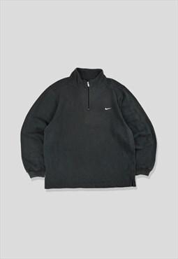 Vintage 90s Nike Embroidered Logo 1/4 Zip Sweatshirt Black