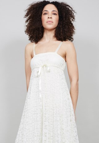 VINTAGE 1970'S MAXI LACED SLIP DRESS
