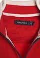 NAUTICA - RED AND BLUE EMBROIDERED ZIPPED FLEECE JACKET - XS
