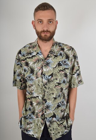 VINTAGE FESTIVAL SHIRT TROPICAL PRINT SIZE L (809)