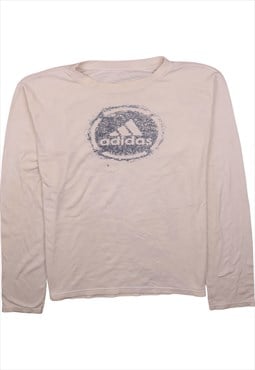 Vintage 90's Adidas Sweatshirt Spellout Crew Neck Beige