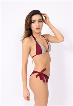 Diana - sand and burgundy bikini