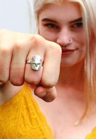 STAR SHIELD VIKING OR COMICS RING IN STERLING SILVER