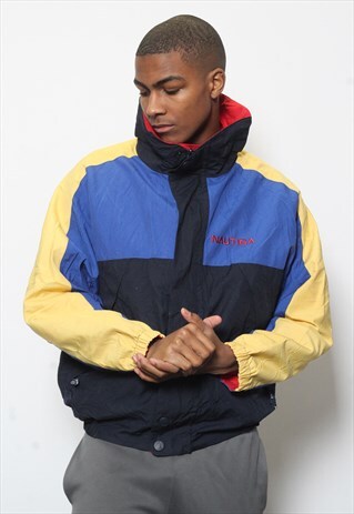 VINTAGE NAUTICA REVERSIBLE JACKET BLOCK COLOUR RED BLUE
