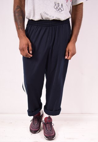 ADIDAS MENS VINTAGE TRACKSUIT TROUSERS MEDIUM BLUE 90S