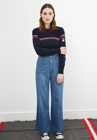 70S VINTAGE WIDE LEG DENIM JEANS