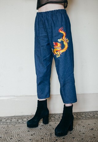DENIM DRAGON ANKLE GRAZERS