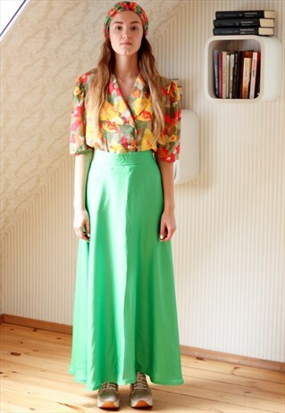 BRIGHT GREEN MAXI SKIRT