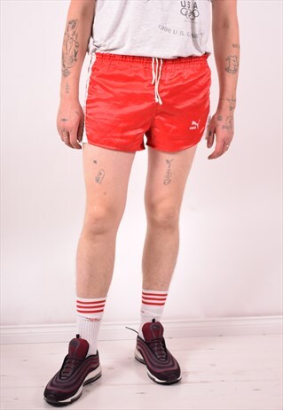 PUMA MENS VINTAGE SHORTS LARGE RED 90S