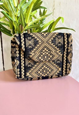 Vintage Retro Brown & Black Aztec Print Y2K Bag