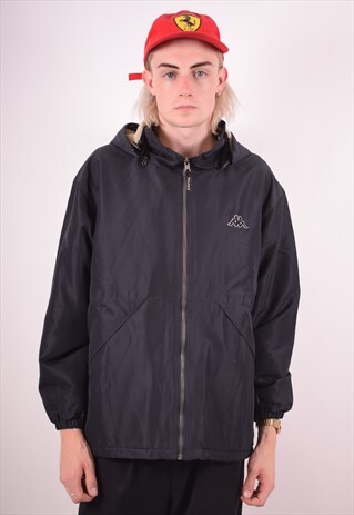 KAPPA MENS VINTAGE REVERSIBLE JACKET MEDIUM BLACK 90S
