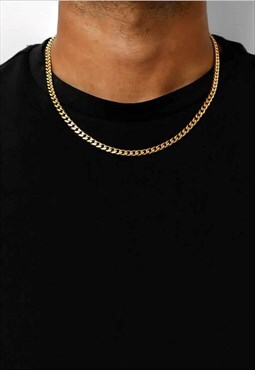 54 Floral 6mm 18" 8K Gold Plated Curb Necklace Chain
