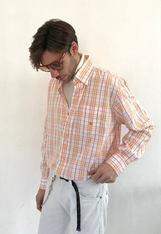 VINTAGE BURBERRY ORANGE CHECK SHIRT