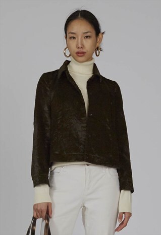 VINTAGE 90S MAX&CO GREEN FAUX FUR JACKET