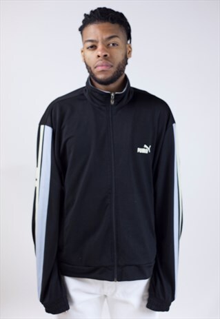 VINTAGE 90S PUMA BLACK ZIP-UP SPORTS JACKET