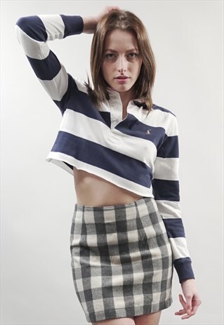 VINTAGE 90'S SISLEY GREY TARTAN MINI SKIRT