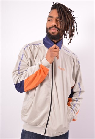 VINTAGE REEBOK TRACKSUIT TOP JACKET GREY