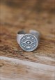 RING FOR MEN EVIL EYE COIN SILVER PLATED ADJUSTABLE JEWELRY