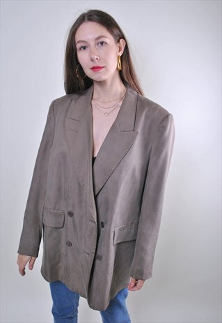VINTAGE BROWN WOMEN OVERSIZE MINIMALIST BLAZER