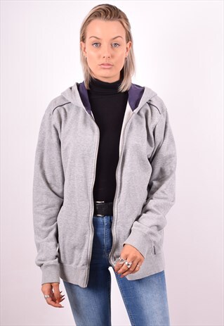 CHAMPION WOMENS VINTAGE HOODIE JACKET LARGE GREY 90S