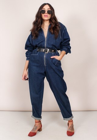VINTAGE 70S DENIM OVERSIZED JUMPSUIT