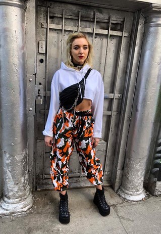 WHITE CROPPED HOODY