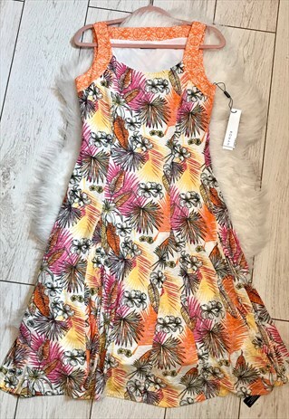 ORANGE TROPICAL PRINT SUMMER DRESS
