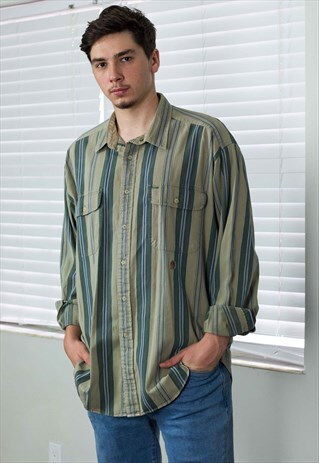 VINTAGE TOMMY HILFIGER SHIRT STRIPED LOGO 90S XL 15.9