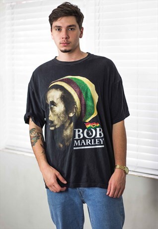 VINTAGE BOB MARLEY BAND T-SHIRT LOGO 90S XXL 8.7