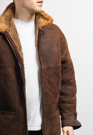 VINTAGE SUEDE AVIATOR FLEECE SHEEPSKIN JACKET