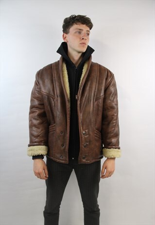 VINTAGE LEATHER SHEEPSKIN HEAVY WINTER JACKET