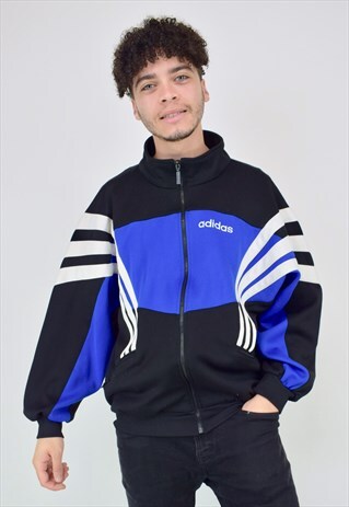 VINTAGE 90'S BLACK, BLUE & WHITE ADIDAS TRACK JACKET