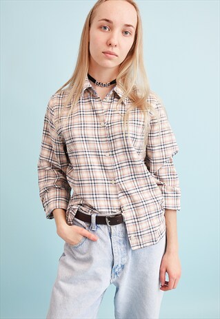 90'S RETRO TARTAN OVERSIZED TEEN SHIRT TOP